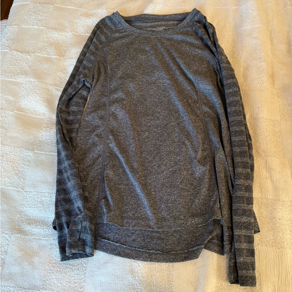 Gray Long Sleeve Workout Shirt
